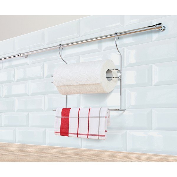 Sudraba krāsas hromēta tērauda piekarināms papīra dvieļu turētājs Lonardo – Metaltex-image-2