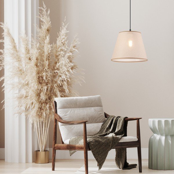 Melna piekaramā lampa ar auduma abažūru ø 30 cm Paco – LAMKUR-image-1