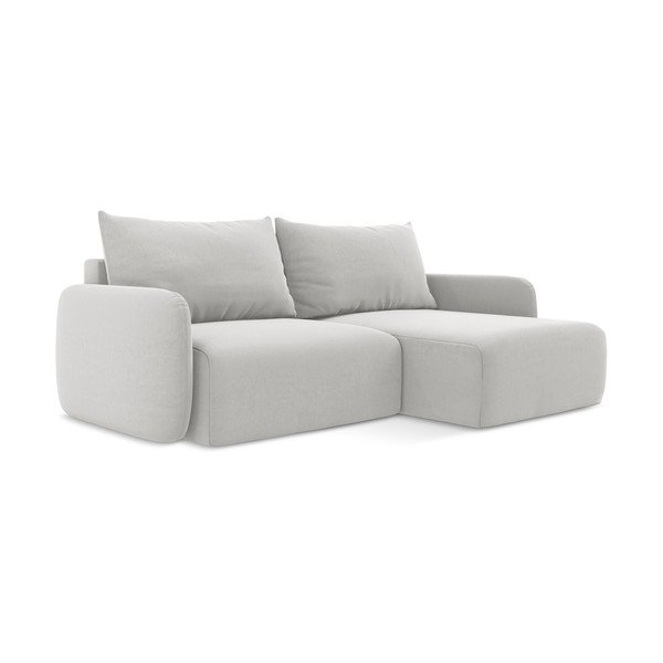 Gaiši pelēks samta salokāms stūra dīvāns ar uzglabāšanas vietu (ar labo stūri/ar zvilni) Kalena – Makamii-image-2