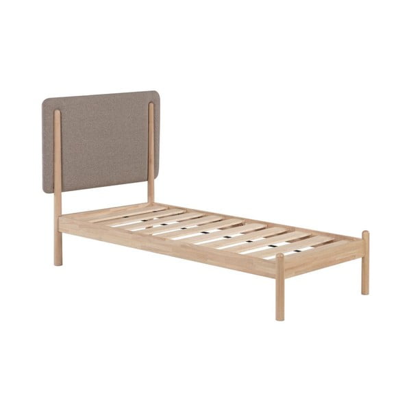 Pelēka/dabīga toņa gumijas koka gulta ar režģi 90x190 cm Shayndel – Kave Home-image-2