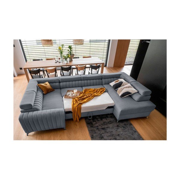 Zils salokāms/ar uzglabāšanas vietu stūra dīvāns (ar labo stūri/U veida) Louis – ELTAP-image-3