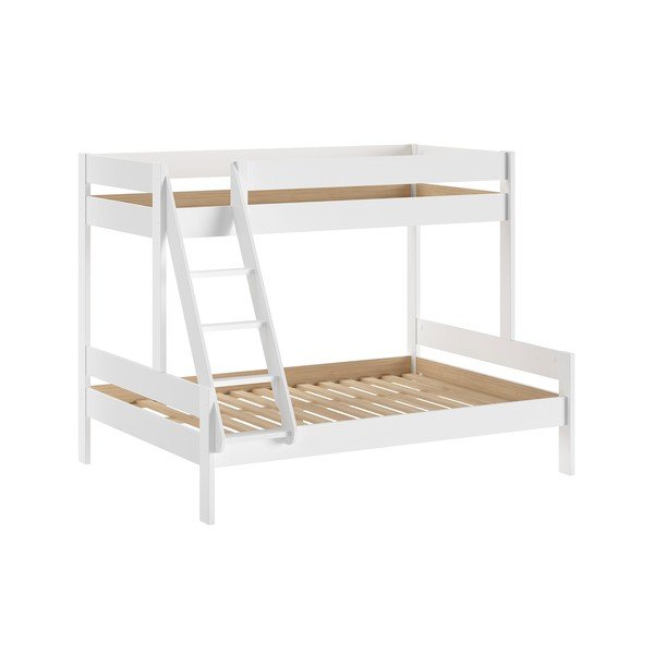 Balta divstāvu bērnu gulta ar redelēm 140x200/90x200 cm Primo – Vipack