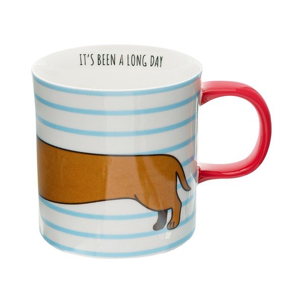 Zila/brūna porcelāna krūze 300 ml Sausage Dog – Sass & Belle-image-3