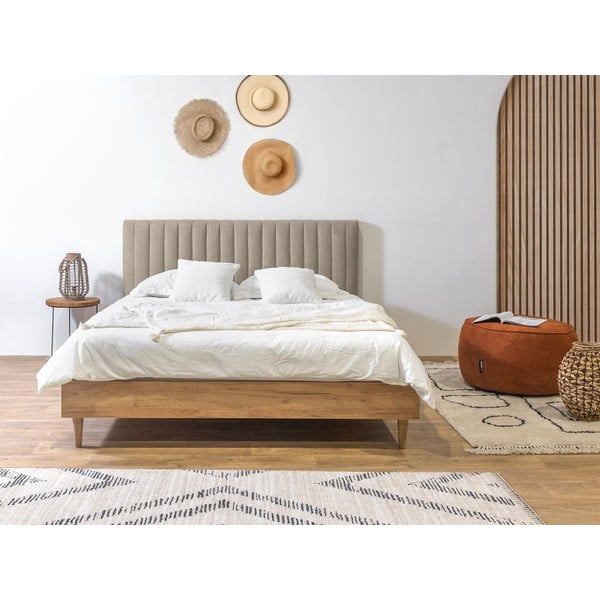 Bēša/dabīga toņa divvietīga gulta ar redelēm 160x200 cm Oceane – Bobochic Paris-image-2