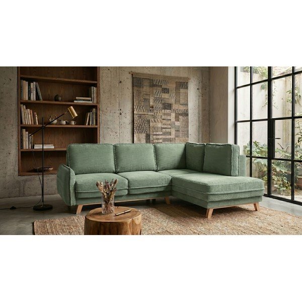 Gaiši zaļš velveta salokāms stūra dīvāns (ar labo stūri) Tori – Bonami Selection-image-1