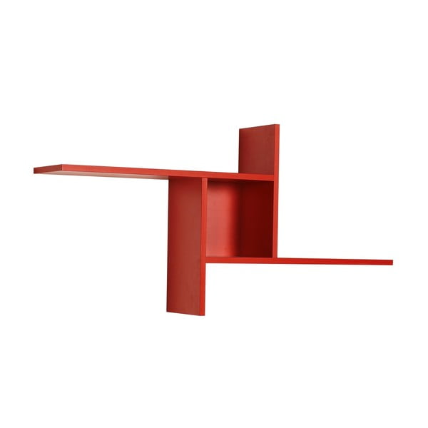 Sarkans daudzlīmeņu sienas plaukts 100 cm Cross – Kalune Design-image-2