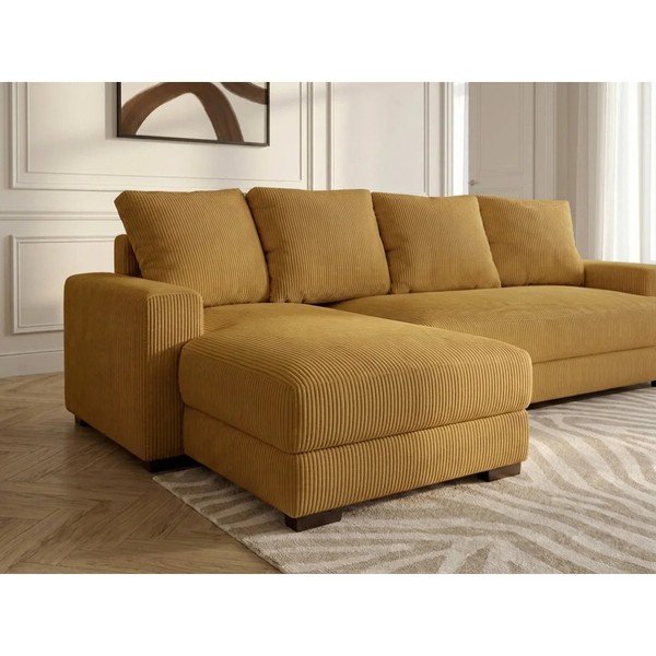 Dzeltens velveta salokāms/ar uzglabāšanas vietu stūra dīvāns (ar kreiso stūri/ar zvilni) Campi – Bobochic Paris-image-4