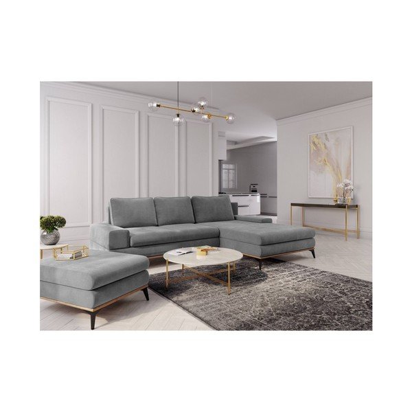 Pelēks izvelkamais stūra dīvāns ar veļas kasti Windsor & Co Sofas Planet, labais stūris-image-1