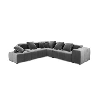 Pelēks samta stūra dīvāns (maināms stūris) Rome Velvet – Cosmopolitan Design 