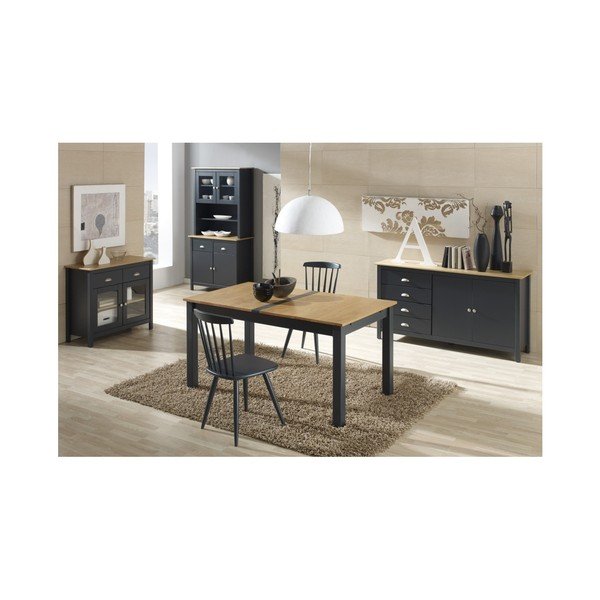 Antracīta pelēks izvelkamais pusdienu galds no priedes masīvkoka Marckeric Jade, 150 x 85 cm-image-2