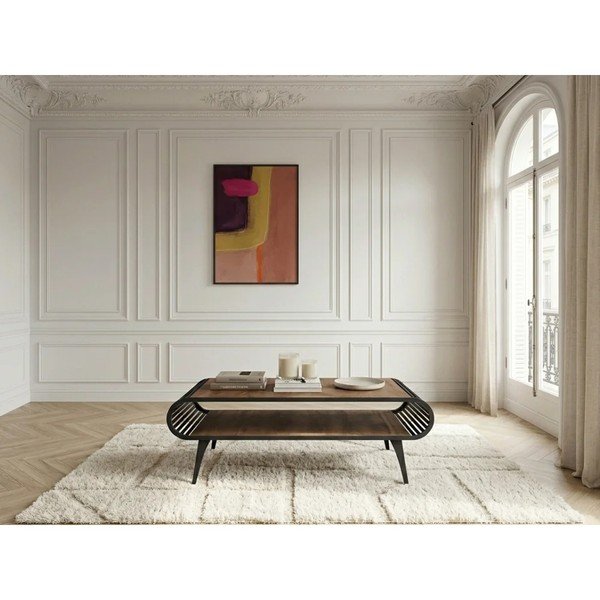 Dabīga toņa žurnālgaldiņš ar ozolkoka imitācijas galda virsmu 60x120 cm Billie – Bobochic Paris-image-2