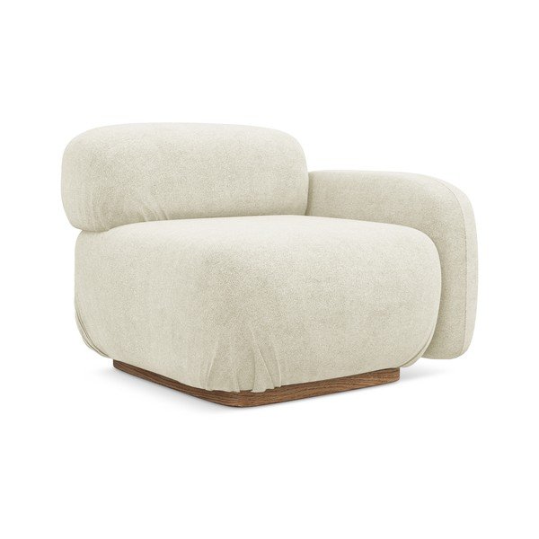 Krēmkrāsas modulārā dīvāna daļa no buklē auduma (ar labo stūri) Ailani – Makamii-image-2