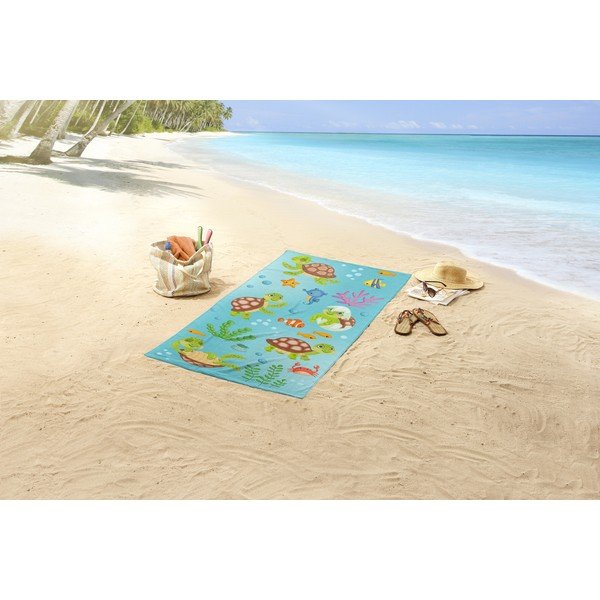 Zils pludmales dvielis 75x150 cm – Good Morning-image-1