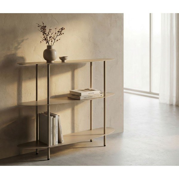 Pelēkbēšs metāla konsoles galds 28x90 cm Saturn – Mauro Ferretti-image-1