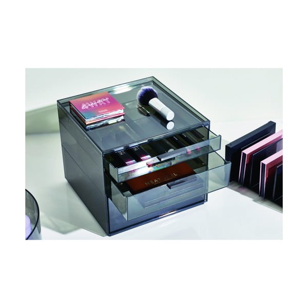 Matēts melns vannas istabas organizators kosmētikai no pārstrādātas plastmasas – iDesign-image-1