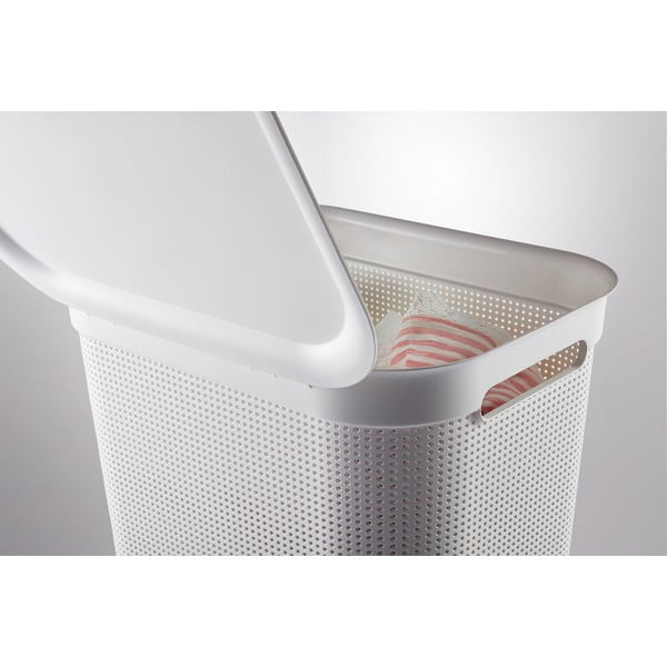 Balts plastmasas veļas grozs 50 l Brisen – Rotho-image-3