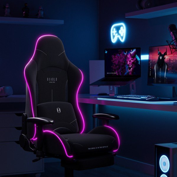 Melns geimeru krēsls X-Starter LED – Diablo Chairs-image-1