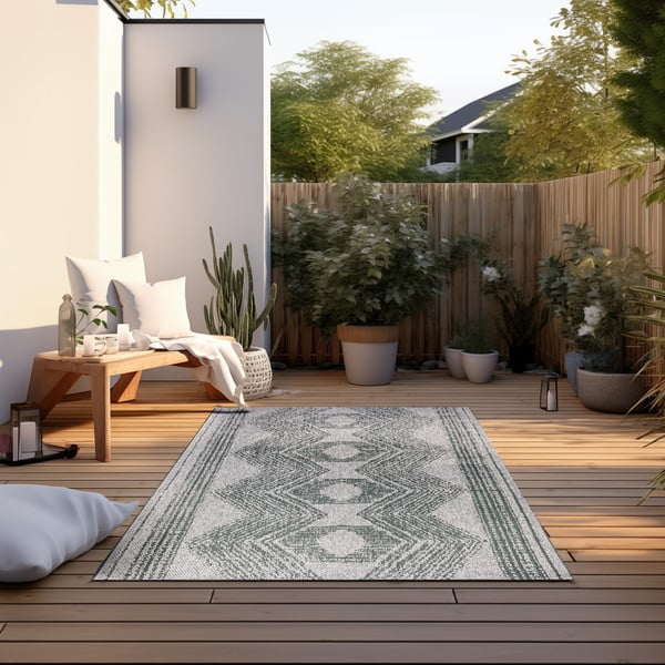 Zaļš/krēmkrāsas āra paklājs 200x290 cm Gemini – Elle Decoration-image-1