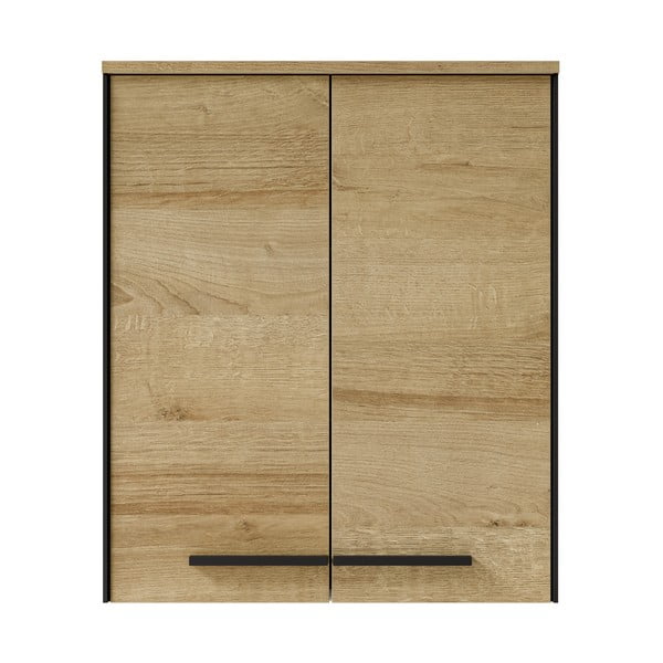 Dabīga toņa piekarams vannas istabas skapis ar ozolkoka imitāciju 72x60 cm Quickset 395 – Pelipal