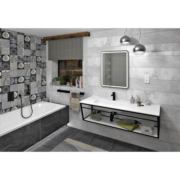 Balts/melns metāla piekarams statīvs zem izlietnes 218x40 cm Aruba – Sapho-image-1