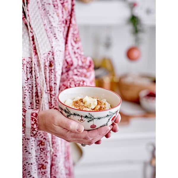 Baltas/zaļas māla bļodiņas ar Ziemassvētku motīvu (2 gab.) 500 ml Yule – Bloomingville-image-2