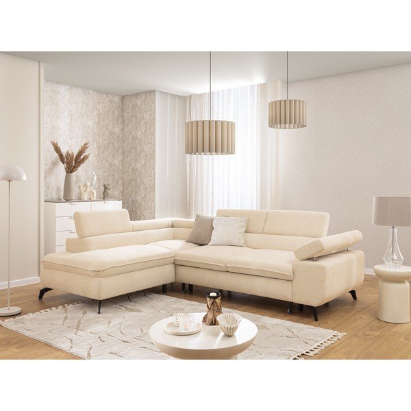 Krēmkrāsas stūra dīvāns no šenila auduma (ar kreiso stūri/L veida) Marbeya  – Ropez-image-4