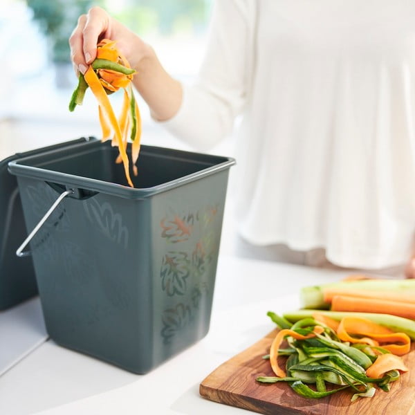 Tumši zaļš kompostējamo atkritumu konteiners 7 l Greenlije – Rotho-image-1