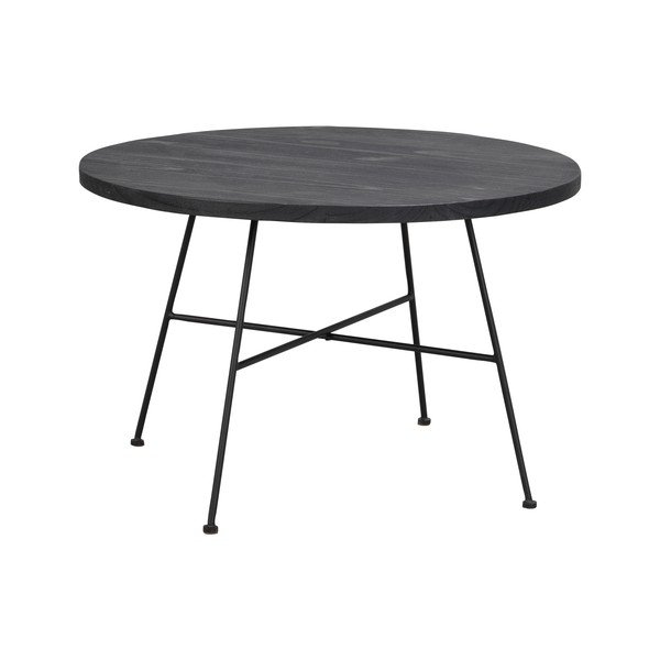 Melns kafijas galdiņš ar priedes koka virsmu Rowico Grafton, ø 70 cm-image-3