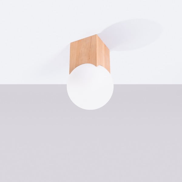 Dabīga toņa griestu lampa ar stikla abažūru 12x12 cm Rayer – Sollux-image-3