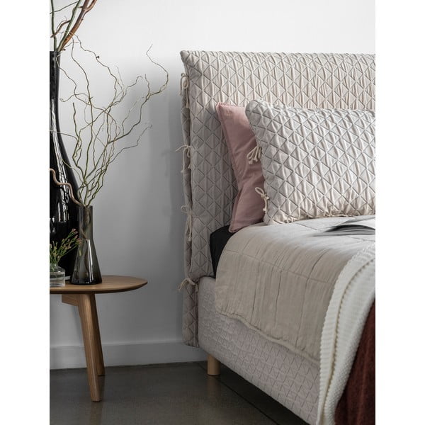 Bēša mīksta vienvietīga gulta ar režģi 90x200 cm Sleepy Luna – Miuform-image-4