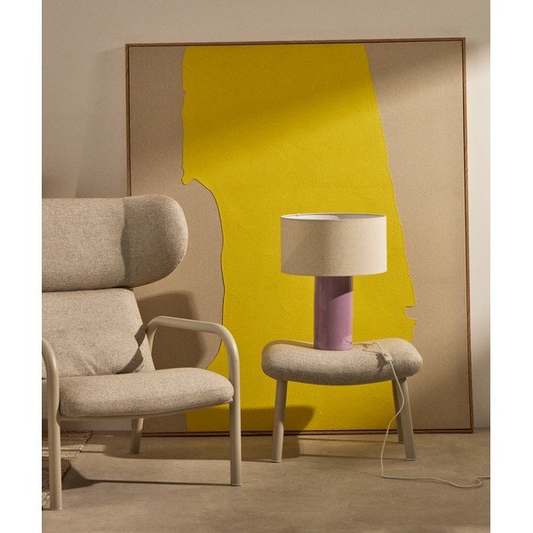 Violeta/bēša galda lampa ar auduma abažūru (augstums 52 cm) Toneric – Kave Home-image-1