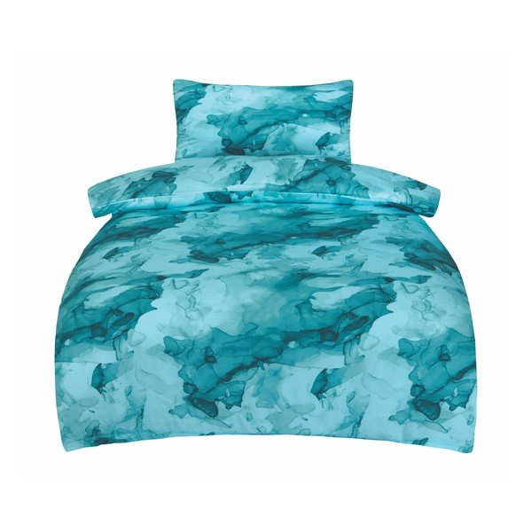 Tirkīzzila vienguļamā gultas veļa no kokvilnas satīna 140x200 cm Deluxe Minerals – My House
