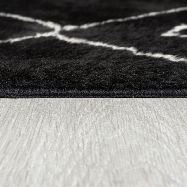 Melns mazgājams paklājs 160x230 cm Imran – Flair Rugs-image-4