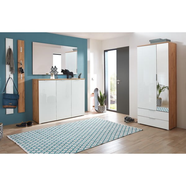 Balts ozolkoka imitācijas skapis ar spoguli 84x196 cm Telde – Germania-image-4