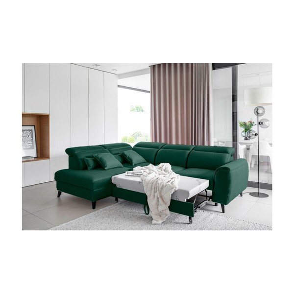 Zaļš samta salokāms/ar uzglabāšanas vietu stūra dīvāns (ar kreiso stūri/L veida) Noble – ELTAP-image-4
