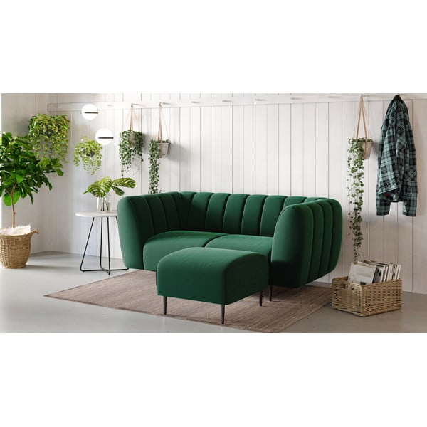 Tumši zaļš samta pufs Ghado Shel-image-1