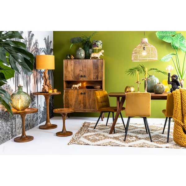 Brūns ēdamgalds ar akācijas koka galda virsmu 100x200 cm Quenza – Light & Living-image-4