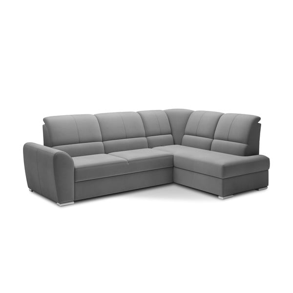 Pelēks samta salokāms/ar uzglabāšanas vietu stūra dīvāns (ar labo stūri/L veida) Siber – ELTAP-image-2