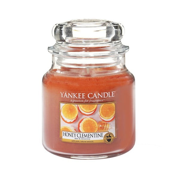 Aromatizēta svece Yankee Candle Clementine with honey, degšanas laiks 65 - 90 stundas