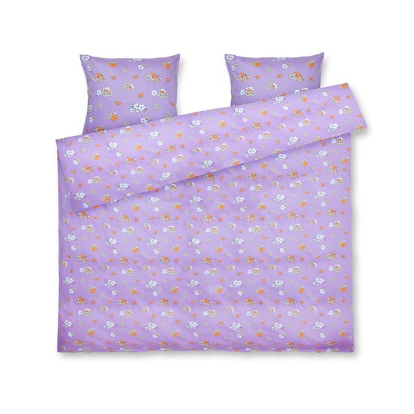 Gaiši violeta divvietīga/īpaši gara gultas veļa no kokvilnas satīna 200x220 cm Grand Pleasantly – JUNA