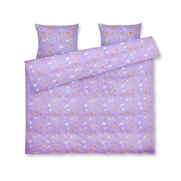 Gaiši violeta divvietīga/īpaši gara gultas veļa no kokvilnas satīna 200x220 cm Grand Pleasantly – JUNA