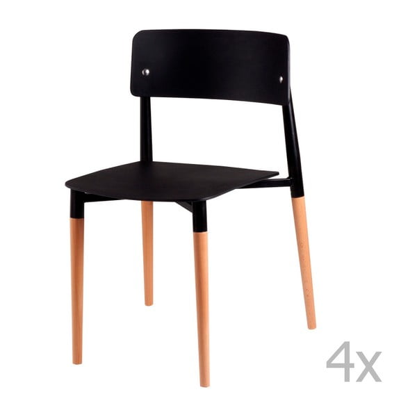 4 melnu ēdamistabas krēslu komplekts ar koka kājām, sømcasa Claire