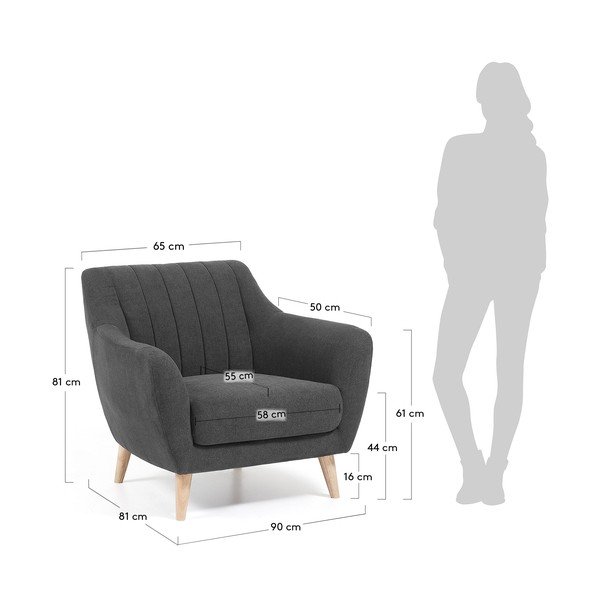 Tumši pelēks atpūtas krēsls Kave Home Off-image-4