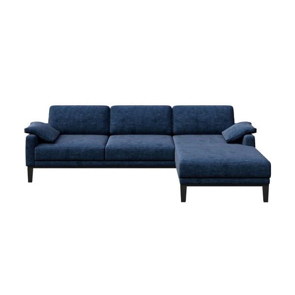 Zilais stūra dīvāns MESONICA Musso, labais stūris