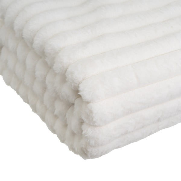 Balts mikroplīša pleds 130x160 cm Fur Velvet – Casa Selección-image-3