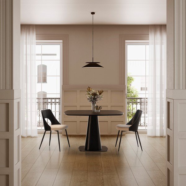 Melni/krēmkrāsas polsterēti pusdienu krēsli (2 gab.) Gilda – MOME-image-2