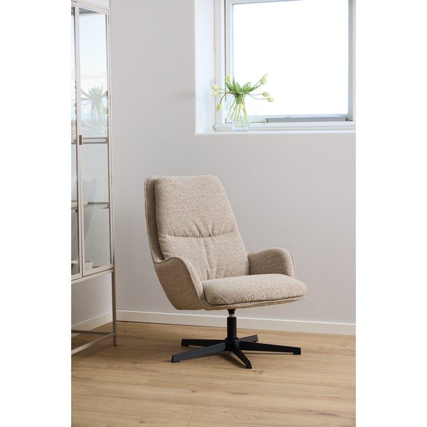 Bēšs grozāms atpūtas krēsls no buklē auduma Bosley – Actona-image-1