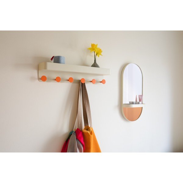 Oranžs sienas spogulis ar plauktu Remember Taupe-image-1