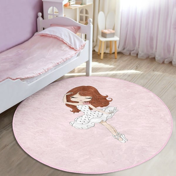 Rozā bērnu paklājs ø 100 cm Comfort – Mila Home-image-2