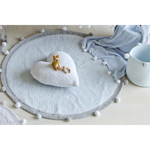 Gaiši zils mazgājams/ar rokām darināts kokvilnas bērnu paklājs ø120 cm Bubbly – Lorena Canals-image-1